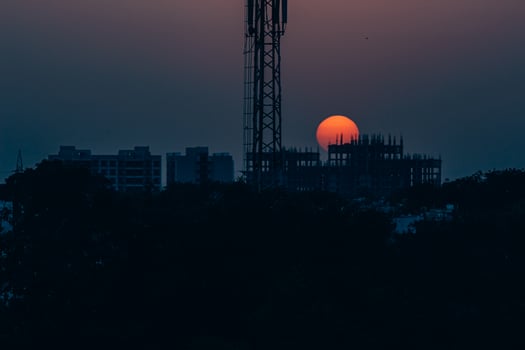 silhouette of building during sunset photo
