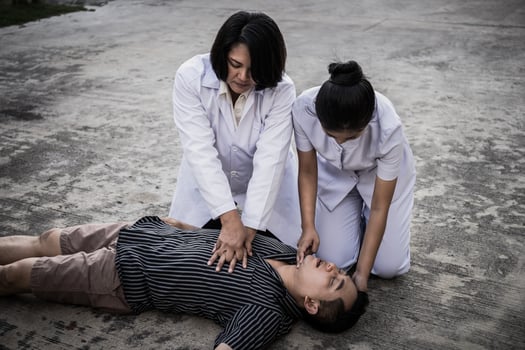 Emergency CPR on a Man, Nurse try to Process Resuscitation photo