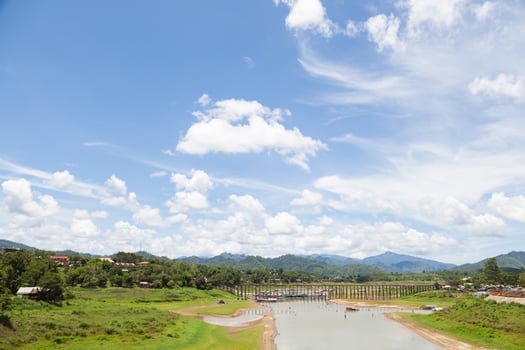 A river with a bridge photo