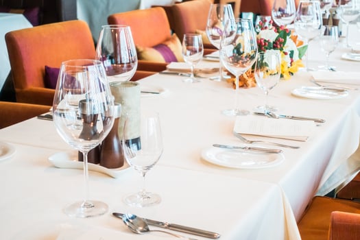 White tablecloth on the table photo