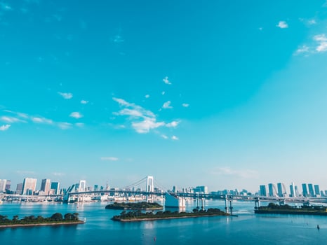 A view of the city skyline from a high vantage point photo