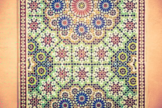 Colorful tile pattern on the wall photo
