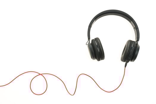 A pair of headphones with a red line photo