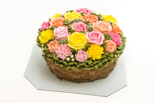 A cake with flowers on it photo