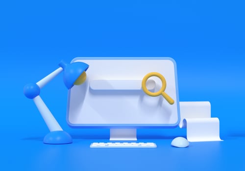 Search bar webpage on blue background. Web SEO concept. 3d render illustration photo