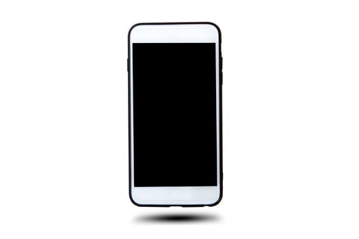 Mobile phone smart technology on white background photo