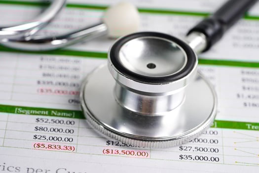 stethoscope on graph photo