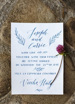Wedding details flat lay on stone background. Wedding invitation. Ring box. Mock up. Copyspace. photo