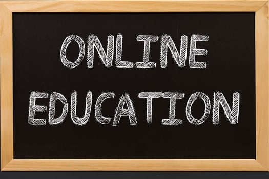 Concept Education online.  Education online text on black background photo
