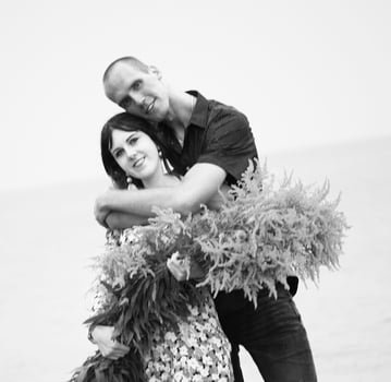 Romantic young couple in love on the beach photo