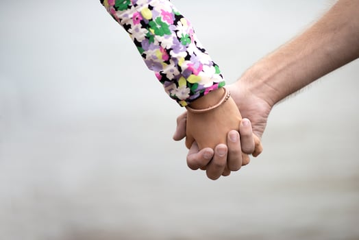Romantic young couple in love on the beach photo