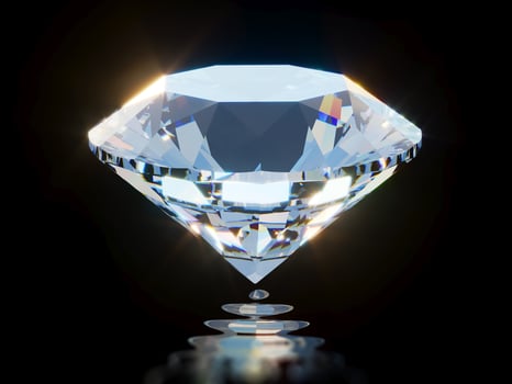 Beautiful Shiny Diamond in Brilliant Cut on Black Background - Diamond Backdrop, Crystal Background photo