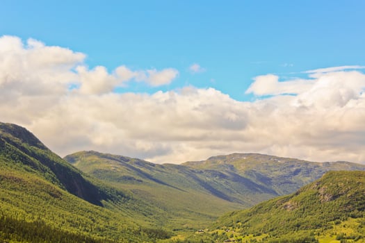 Spectacular landscape with mountains and valleys in Hemsedal, Buskerud, Norway. photo
