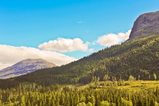 Spectacular landscape with mountains and valleys in Hemsedal, Buskerud, Norway. photo