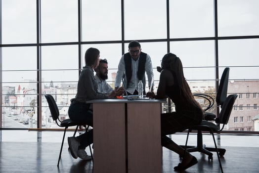 A group of multinational busy people working in the office photo