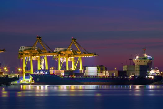 container ship in import export and business logistic photo