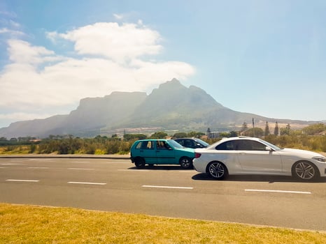 Drive by the Table Mountain in Cape Town, South Africa. photo