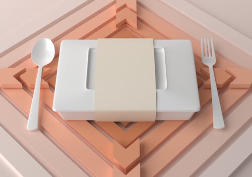 Plastic food container with decorations on background photo