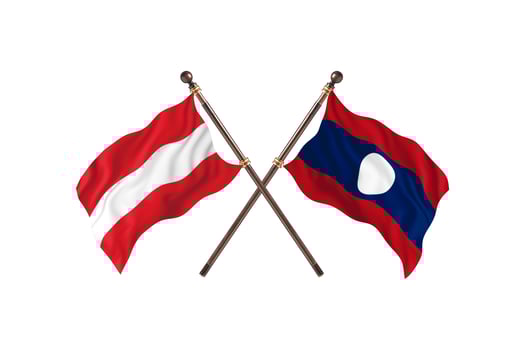 Austria versus Laos Two Country Flags photo