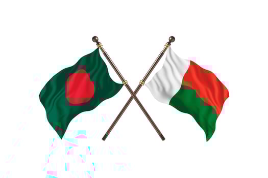 Bangladesh versus Madagascar Two Country Flags photo