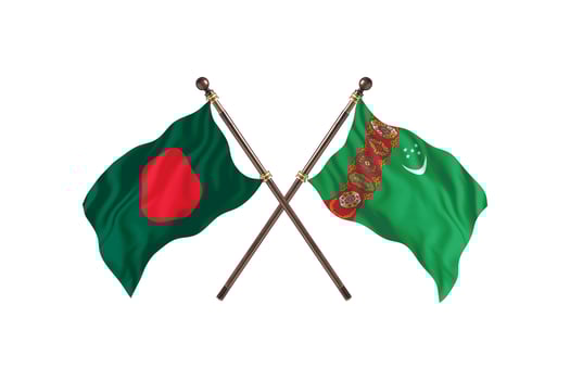 Bangladesh versus Turkmenistan Two Country Flags photo