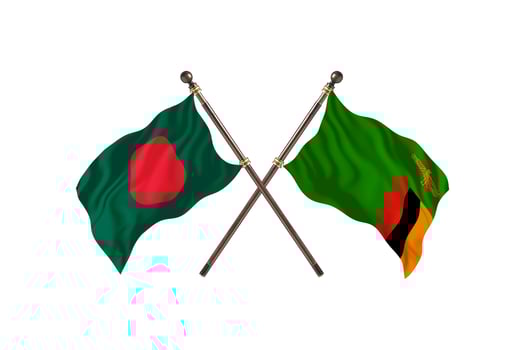Bangladesh versus Zambia Two Country Flags photo