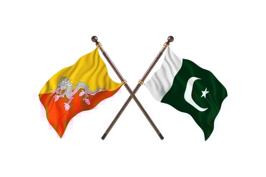 Bhutan versus Pakistan Two Country Flags photo