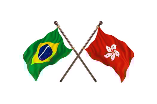 Brazil versus Hong Kong Two Country Flags photo