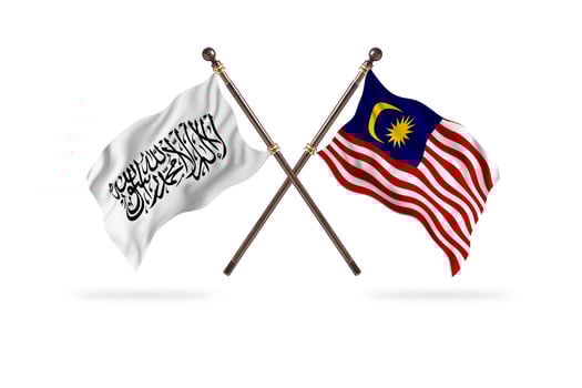 Islamic Emirate of Afghanistan versus Malaysia Two Country Flags photo