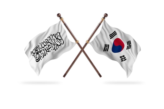Islamic Emirate of Afghanistan versus South Korea Two Country Flags photo