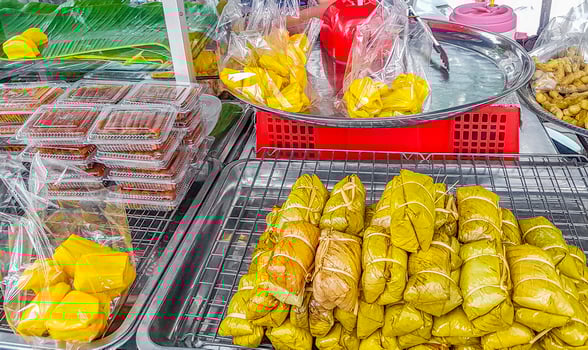 Jackfruit at a street food stand in Bangkok Thailand. photo