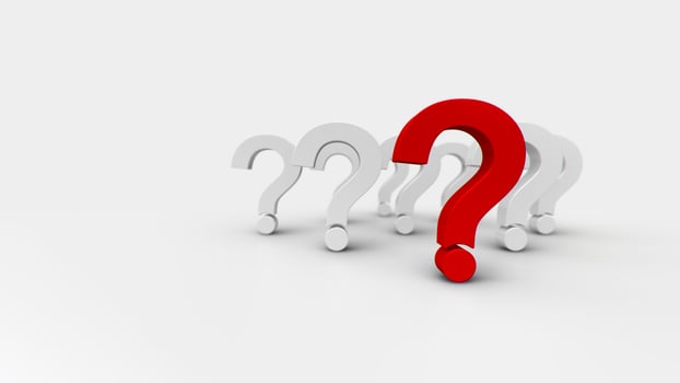 3D illustrations red and white question mark group for business corporate and advertising. photo