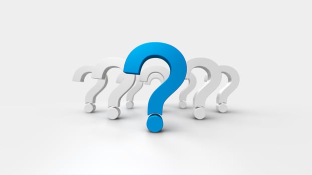 3D illustrations blue and white question mark group for business corporate and advertising. photo