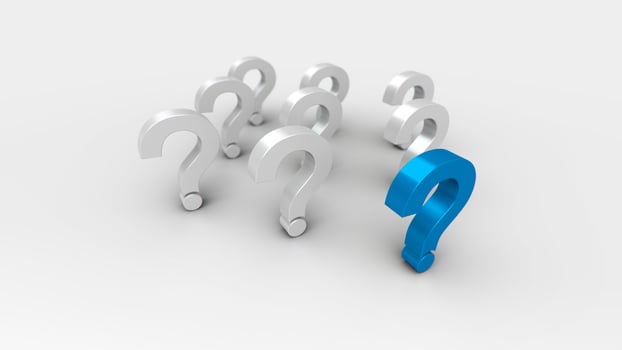 3D illustrations blue and white question mark group for business corporate and advertising photo