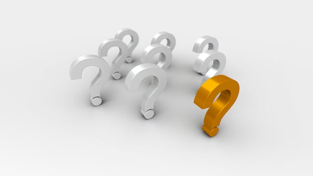 3D illustrations orange and white question mark group for business corporate and advertising photo