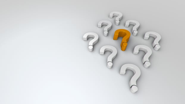 3D illustrations orange and white question mark group for business corporate and advertising photo