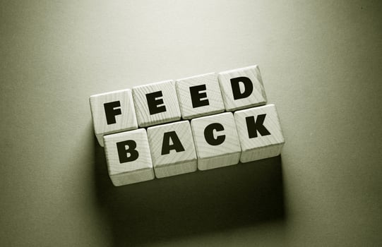 Feed Back Word with Wooden Cubes photo