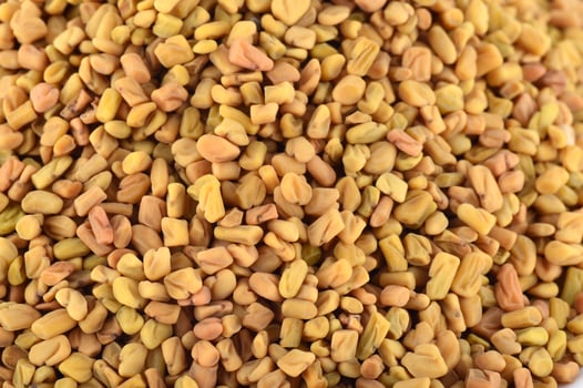Fenugreek seeds as background. Close up texture photo