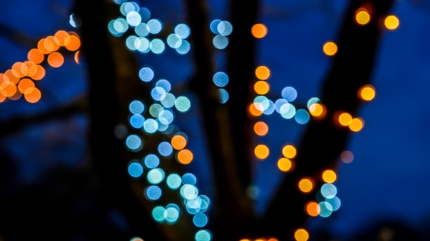 Colorful abstract lights from decorated tree photo