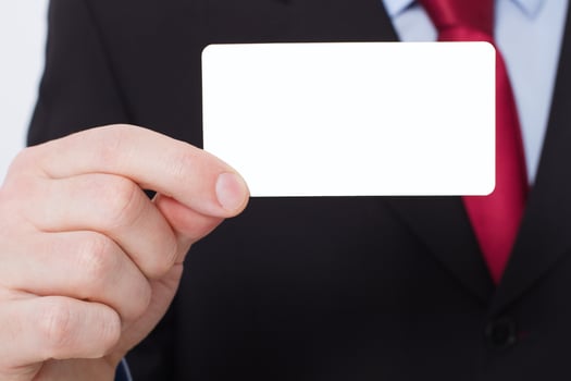 Template and Blank Business card in Man's hand. Selective focus photo