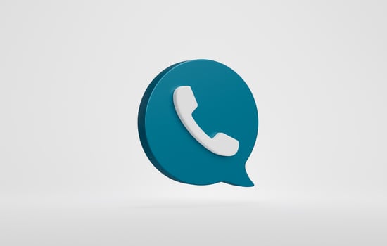 Blue phone icon or contact website mobile symbol isolated on white background, service support hotline concept. 3D rendering. photo