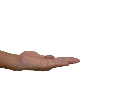 Male hands on a white background.Copy space. photo
