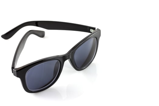 metal sunglasses isolated on white  on white paper background photo
