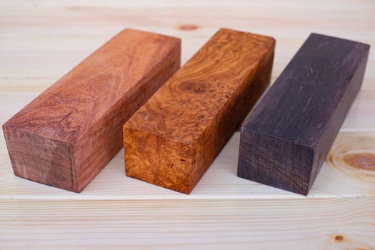 Nature timber Padauk Afzelia burlwood and ebony wood striped Exotic wooden beautiful pattern for crafts or DIY photo