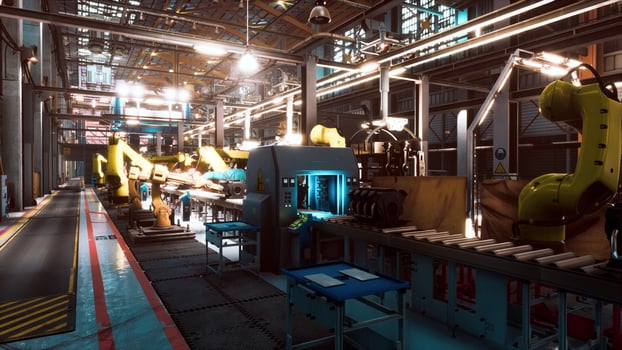Automobile assembly line production in car factory photo