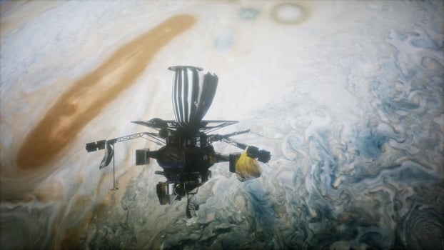 Galileo spacecraft orbiting Jupiter photo