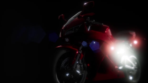 moto sport bike in dark studio with bright lights photo