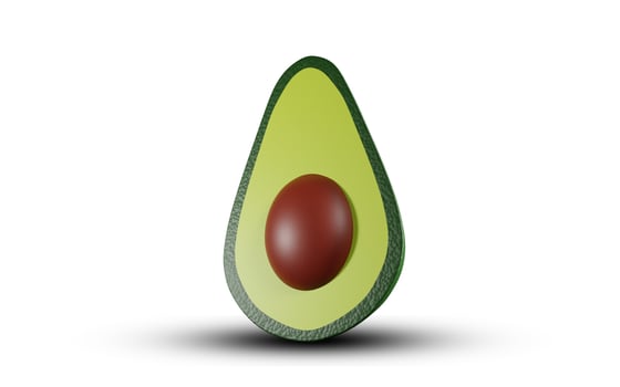 Avocado illustration 3d design on white background photo