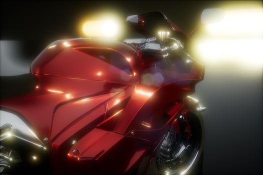 moto sport bike in dark studio with bright lights photo
