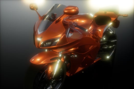 moto sport bike in dark studio with bright lights photo